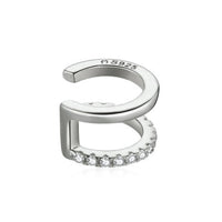 Damen Ear Cuff | Strass | Glänzend | Doppelt | Silber | Vergoldet | Langlebig | Einzigartig-Silber-Luzern Mode