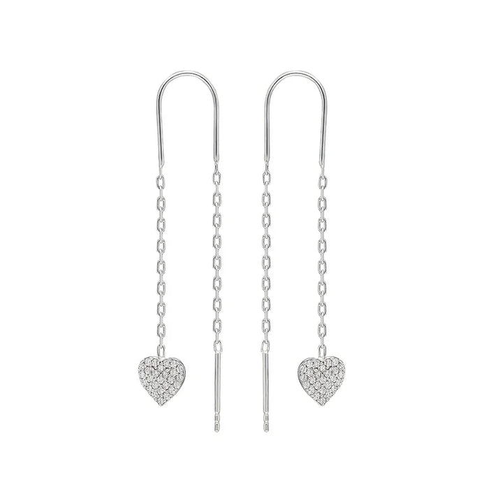 Hängeohrringe | Herz Kette Einzigartig Silber Langlebig Stilvoll Elegant-Silber-Luzern Mode