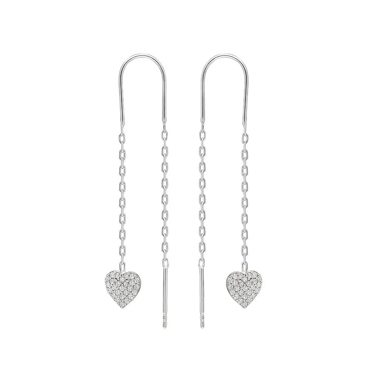 Hängeohrringe | Herz Kette Einzigartig Silber Langlebig Stilvoll Elegant-Silber-Luzern Mode