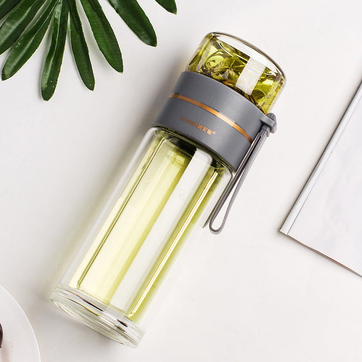Glas-Wasserflasche | Teesieb Doppelwandig Langlebig Stilvoll Transparent-Luzern Mode