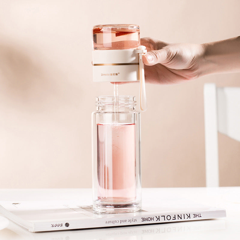Glas-Wasserflasche | Teesieb Doppelwandig Langlebig Stilvoll Transparent-Luzern Mode
