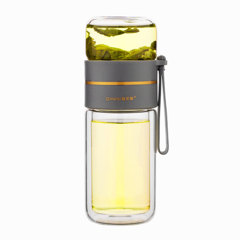 Glas-Wasserflasche | Teesieb Doppelwandig Langlebig Stilvoll Transparent-Luzern Mode
