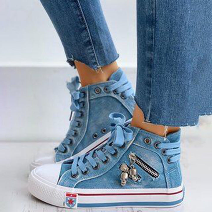 Trendige Hohe Denim Damen Sneaker – Selina