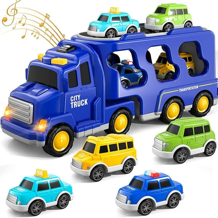 Spielzeug-Stadttransporter mit Licht- & Soundeffekten – inklusive Fahrzeuge