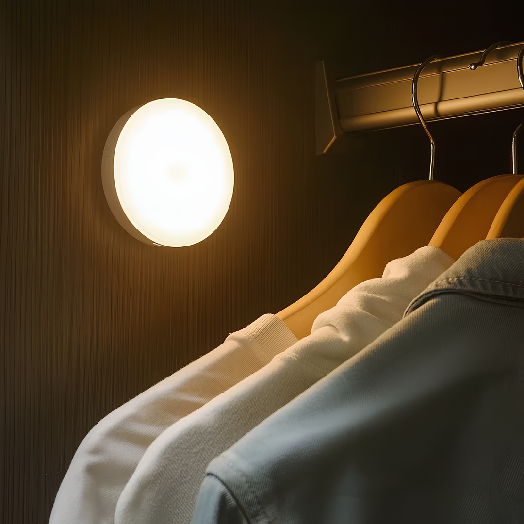 Runde Lampe mit Bewegungsmelder | Kabellos | Wiederaufladbar | Klein-Luzern Mode