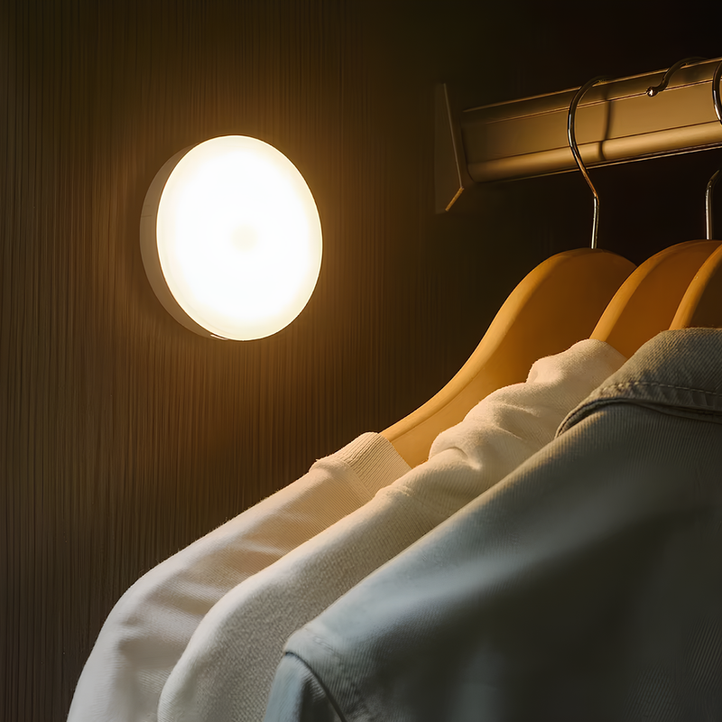 Runde Lampe mit Bewegungsmelder | Kabellos | Wiederaufladbar | Klein-Luzern Mode