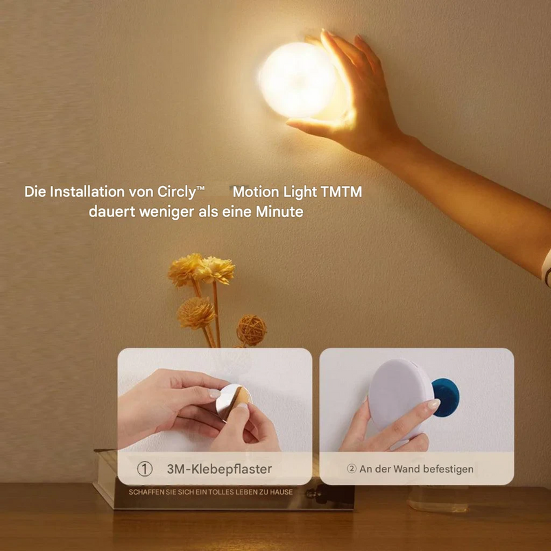 Runde Lampe mit Bewegungsmelder | Kabellos | Wiederaufladbar | Klein-Luzern Mode