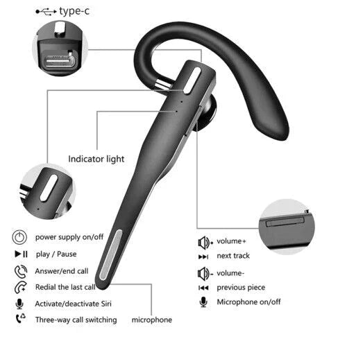 Bluetooth-Headset | Dual Mic | Drahtlos | Schwarz | Geräuschunterdrückung-Luzern Mode