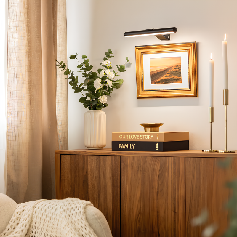 Wandlampe für Kunst | Drahtlos | Aufladbar | Sparsam | Rechteckig-Schwarz-Luzern Mode