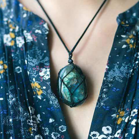 Drakenhart Ketting | Labradoriet Handgemaakt Mystiek Bescherming -Luzern Mode