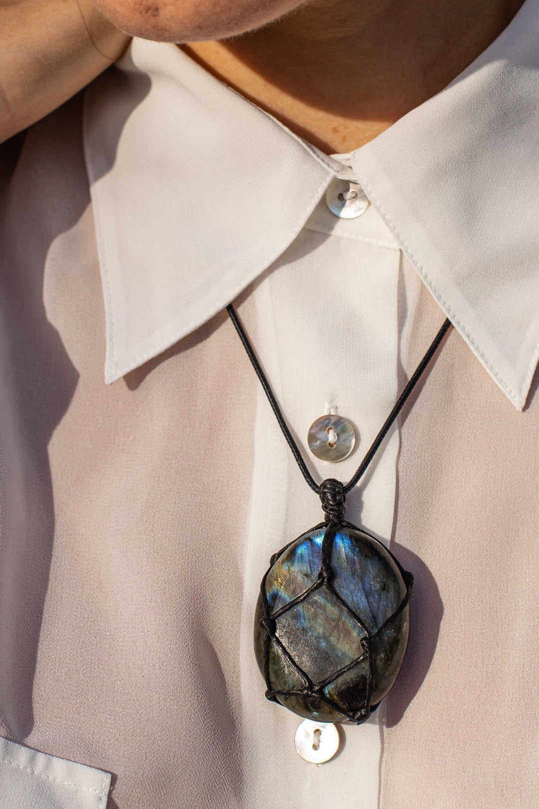 Drakenhart Ketting | Labradoriet Handgemaakt Mystiek Bescherming -Luzern Mode
