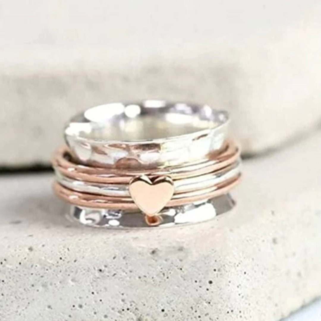 Damenring | Drehendes Herz | Sterling Silber | Stilvoll | Luxuriös-6-Luzern Mode