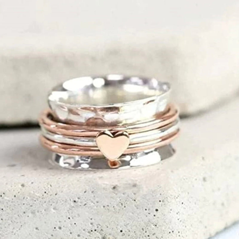 Damenring | Drehendes Herz | Sterling Silber | Stilvoll | Luxuriös-6-Luzern Mode