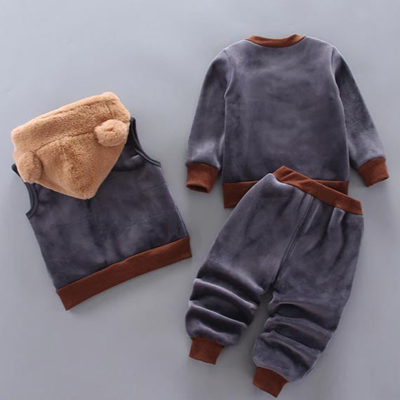 Baby Bekleidungsset | Bär | Weich | Flauschig | 3-teilig | Warm | Ohren-Luzern Mode