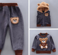 Baby Bekleidungsset | Bär | Weich | Flauschig | 3-teilig | Warm | Ohren-Luzern Mode