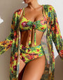 Dreiteiliges Bikini-Set mit Blumenmuster – Yara