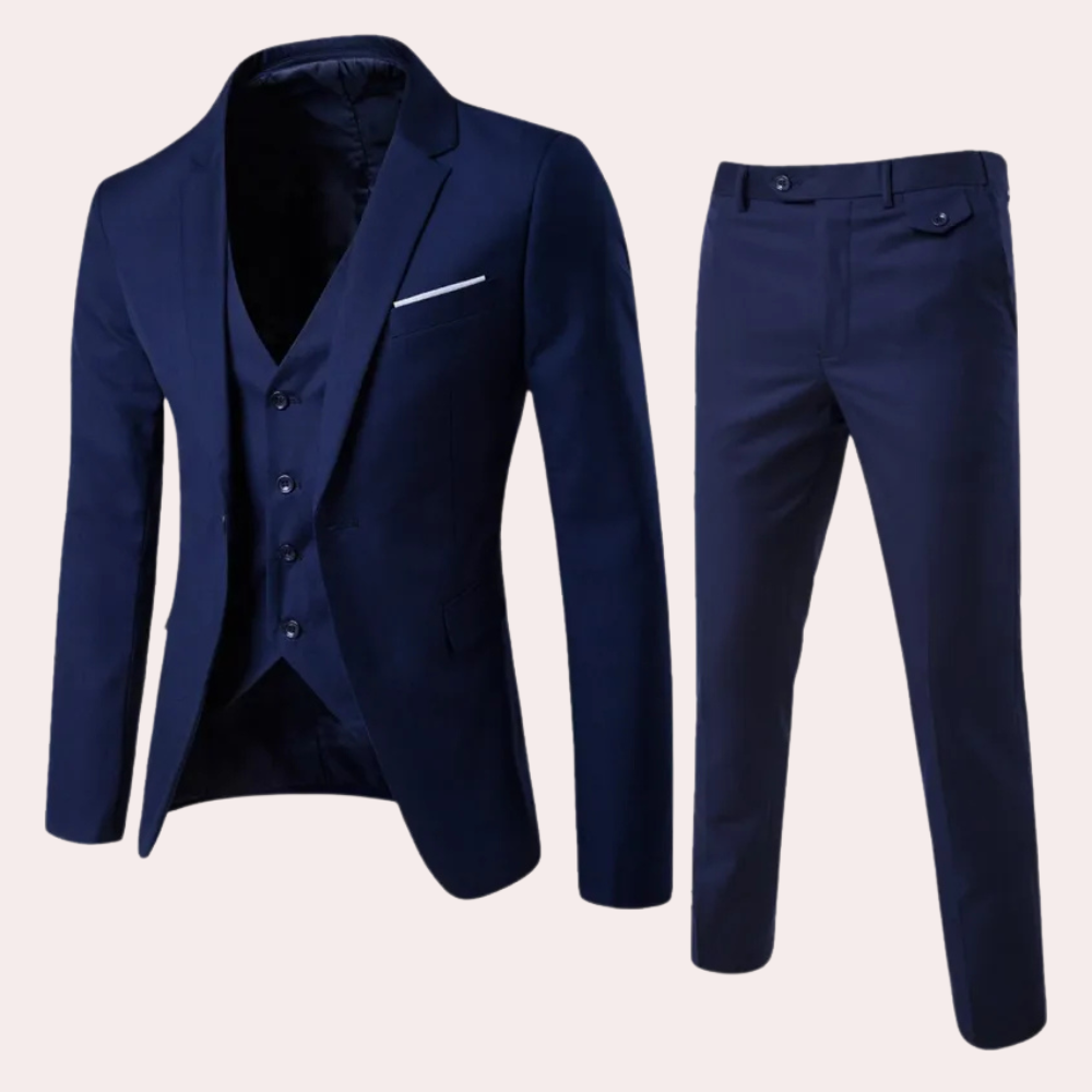 Herrenanzug Slim Fit Business Anzug für Büro und Hochzeit-Dunkelblau-S-Luzern Mode