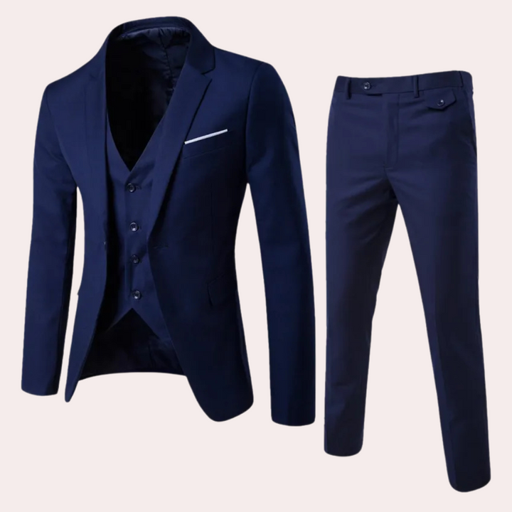 Herrenanzug Slim Fit Business Anzug für Büro und Hochzeit-Dunkelblau-S-Luzern Mode