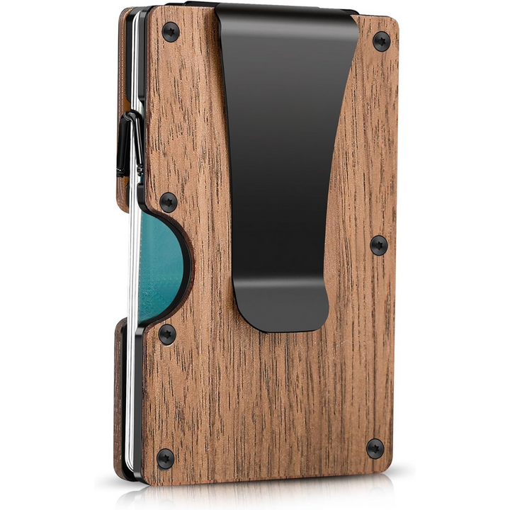 Ultradünnes RFID-blockierendes Kartenetui für Herren-Holz-Luzern Mode