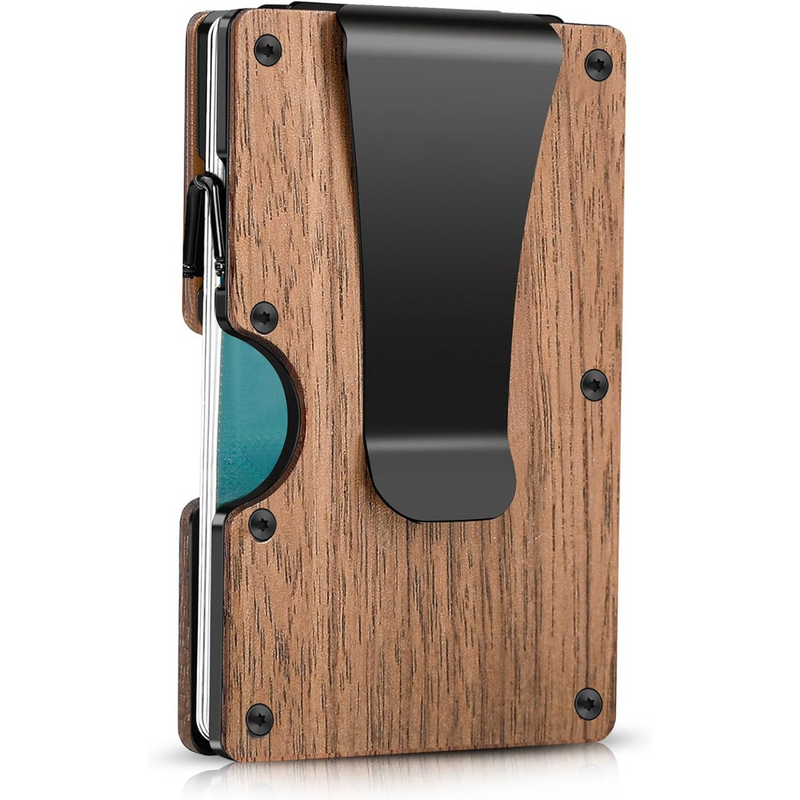 Ultradünnes RFID-blockierendes Kartenetui für Herren-Holz-Luzern Mode