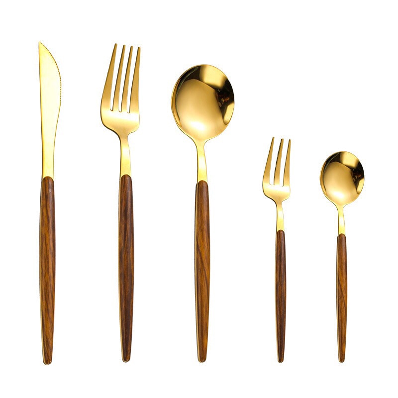 Besteckset | Holz | 30-teilig | Stilvoll | Langlebig | Edelstahl | Vielseitig-Luzern Mode