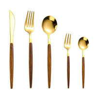 Besteckset | Holz | 30-teilig | Stilvoll | Langlebig | Edelstahl | Vielseitig-Luzern Mode