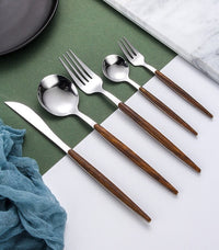 Besteckset | Holz | 30-teilig | Stilvoll | Langlebig | Edelstahl | Vielseitig-Silber-Luzern Mode