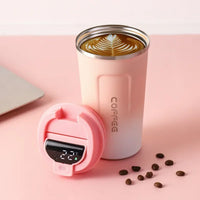 Thermosbecher | Temperaturanzeige Langlebig Vielseitig Isolierend-Rosa-Weiß-380ML-Luzern Mode