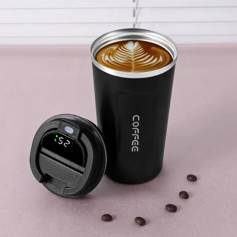 Thermosbecher | Temperaturanzeige Langlebig Vielseitig Isolierend-Schwarz-380ML-Luzern Mode