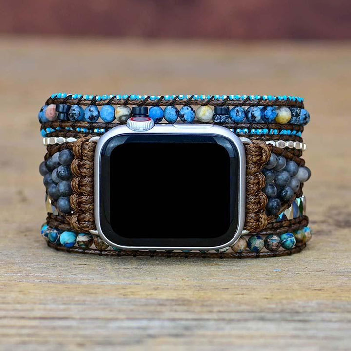 Apple Watch Armband aus Naturstein und Wachsschnur-Luzern Mode