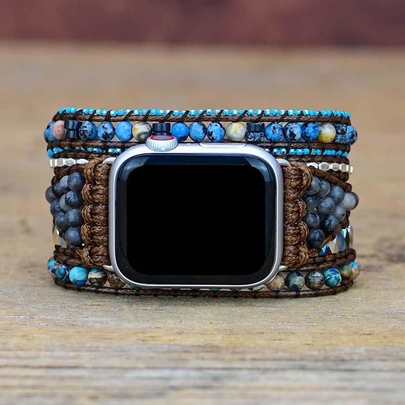 Apple Watch Armband aus Naturstein und Wachsschnur-Luzern Mode