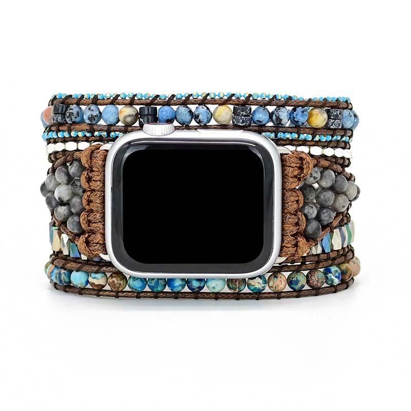Apple Watch Armband aus Naturstein und Wachsschnur-Luzern Mode