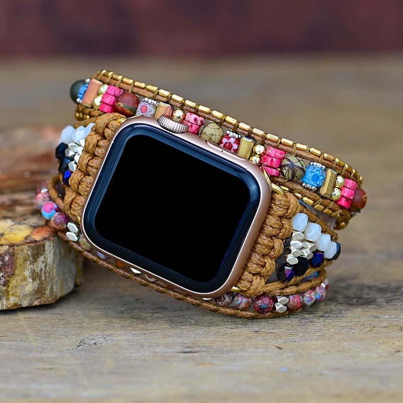Apple-Watch-Armband | Edelsteine | Natürlich | Modern | Stilvoll | Verstellbar-S (14-16 cm)-Luzern Mode
