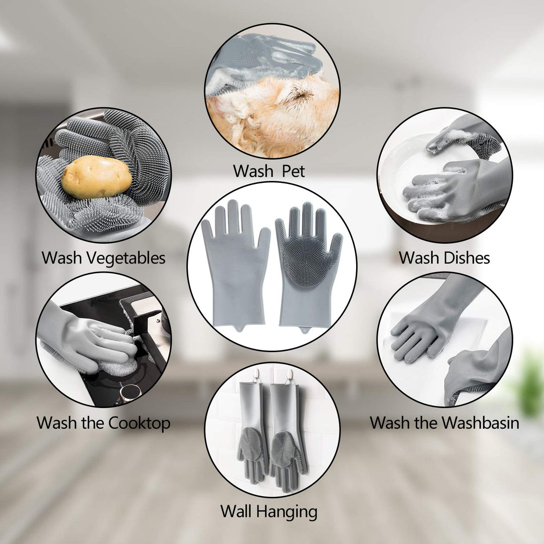 Waschhandschuhe | Silikon Vielseitig Pflege Haustier Langlebig Grau-Luzern Mode