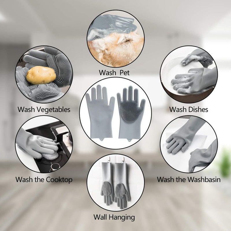 Waschhandschuhe | Silikon Vielseitig Pflege Haustier Langlebig Grau-Luzern Mode