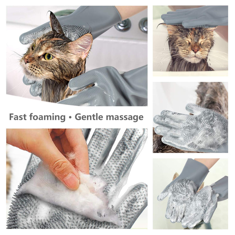 Waschhandschuhe | Silikon Vielseitig Pflege Haustier Langlebig Grau-Luzern Mode