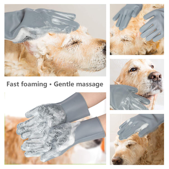 Waschhandschuhe | Silikon Vielseitig Pflege Haustier Langlebig Grau-Luzern Mode
