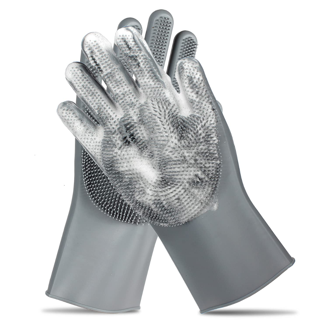 Waschhandschuhe | Silikon Vielseitig Pflege Haustier Langlebig Grau-Luzern Mode