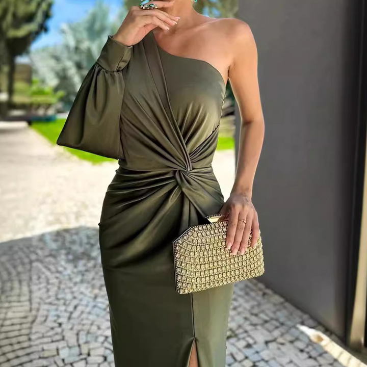 Elegantes Damen Einarm-Kleid mit Raffungen für Partys-2XS-Luzern Mode
