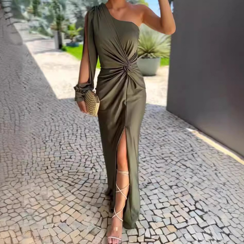 Elegantes Damen Einarm-Kleid mit Raffungen für Partys-Luzern Mode