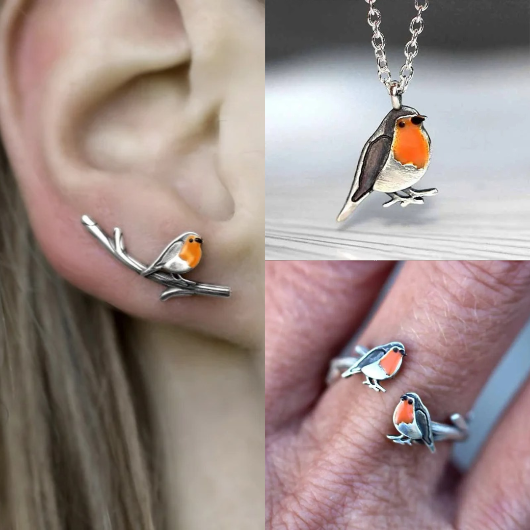 Schmuckset Damen | Rotkehlchen | Hypoallergen | Halskette und Ohrringe-Luzern Mode