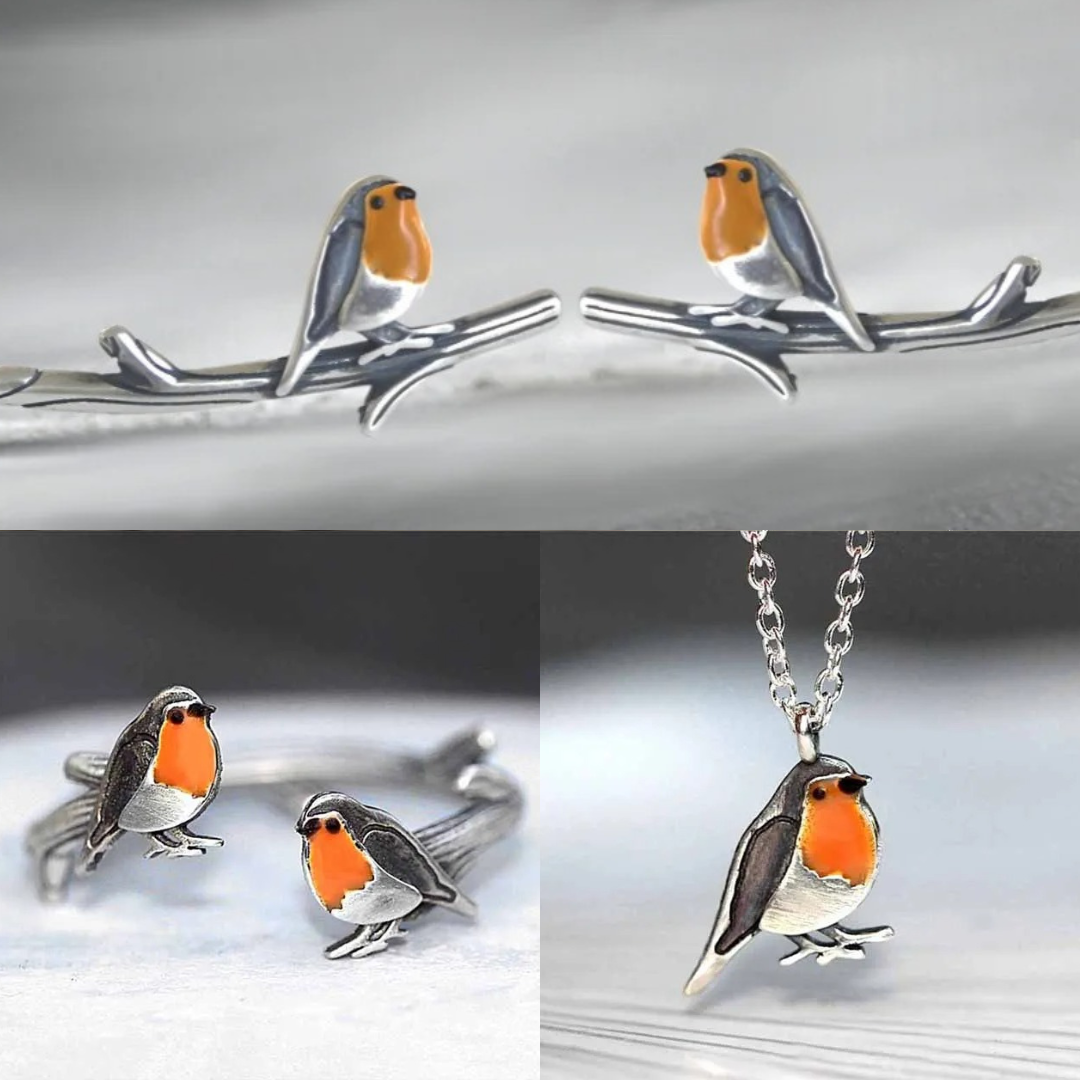 Schmuckset Damen | Rotkehlchen | Hypoallergen | Halskette und Ohrringe-Luzern Mode
