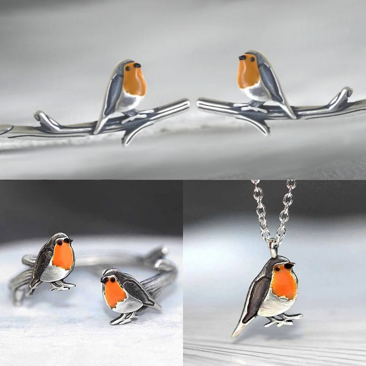 Schmuckset Damen | Rotkehlchen | Hypoallergen | Halskette und Ohrringe-Luzern Mode