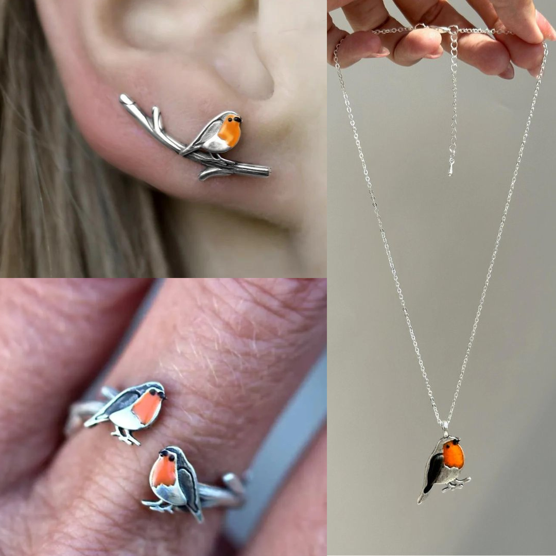 Schmuckset Damen | Rotkehlchen | Hypoallergen | Halskette und Ohrringe-Luzern Mode
