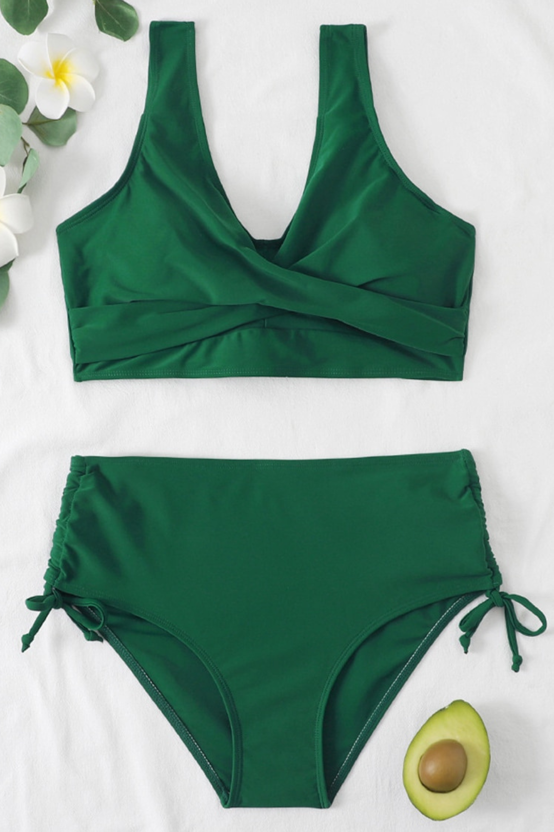 Bikini | Einfarbig | 2-teilig | Sportlich | Breite Träger | Verstellbar-Grün-S-Luzern Mode