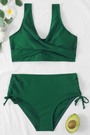 Bikini | Einfarbig | 2-teilig | Sportlich | Breite Träger | Verstellbar-Grün-S-Luzern Mode