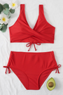 Bikini | Einfarbig | 2-teilig | Sportlich | Breite Träger | Verstellbar-Rot-S-Luzern Mode