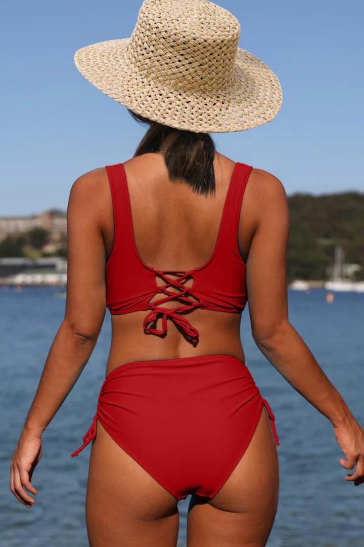 Bikini | Einfarbig | 2-teilig | Sportlich | Breite Träger | Verstellbar-Luzern Mode