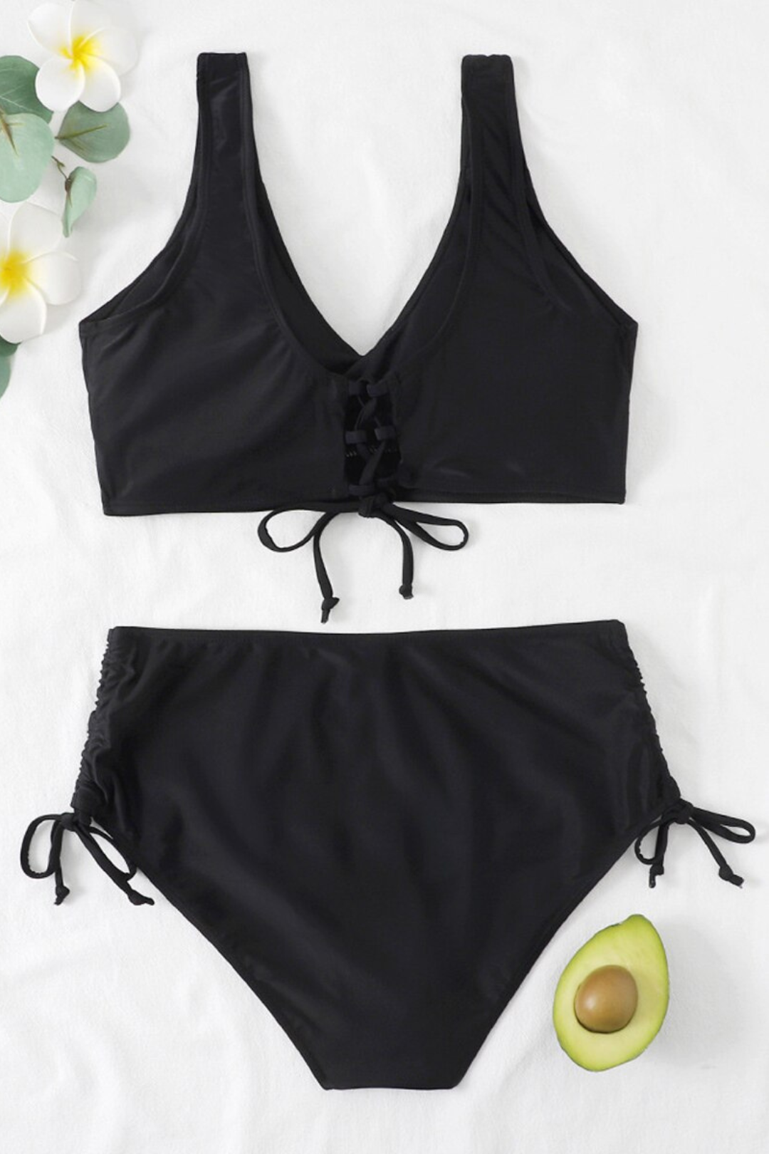 Bikini | Einfarbig | 2-teilig | Sportlich | Breite Träger | Verstellbar-Schwarz-S-Luzern Mode