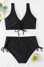 Bikini | Einfarbig | 2-teilig | Sportlich | Breite Träger | Verstellbar-Schwarz-S-Luzern Mode